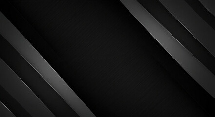 Black white dark gray abstract modern background. Geometric shape. Diagonal line stripe angle 3d. Gradient. Matte brushed metal steel metallic effect. Wide banner. Panoramic. Design. Template. Premium
