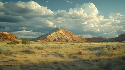 Obraz premium Desert mountain vista at golden hour