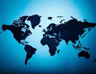 Blue Modern World Map Vector with Silhouette Design