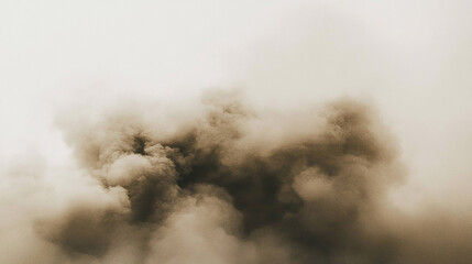 Dark smoke billowing against a pale sky, creating a moody atmosphere, possibly from a fire