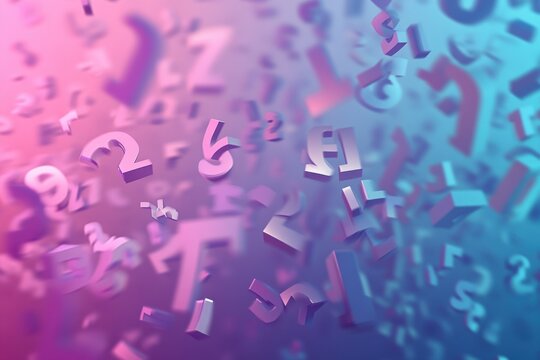 Floating Colorful Numbers in Abstract Background with Gradient Effects