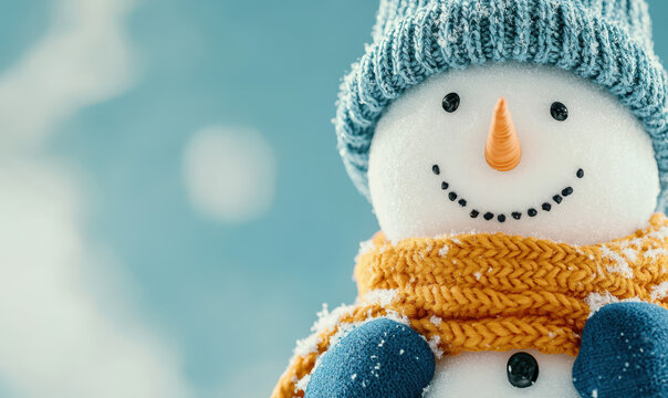 Delightful Snowman Smiling Warmly in a Winter Wonderland, Perfect for Holiday Spirit and Festive Décor Displays