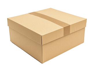 Isolated Closed Cardboard Box