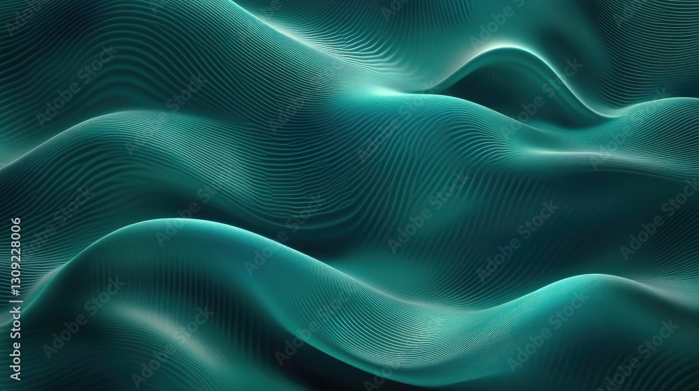 Poster abstract teal wave pattern digital art background image