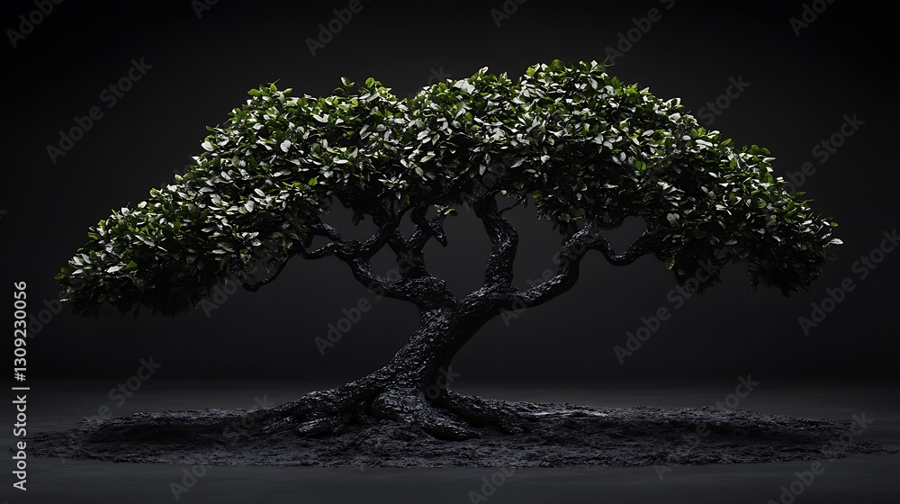 Poster tree on dark ground against dark background for graphic design element