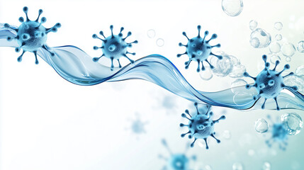 Fototapeta premium digital illustration of viruses fluid environment, showcasing their structure and movement. image conveys sense of scientific exploration and