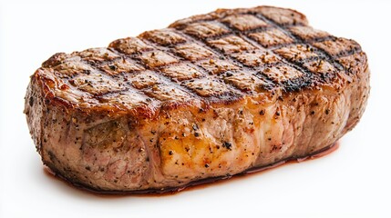 Close Up of Grilled Steak on White Background