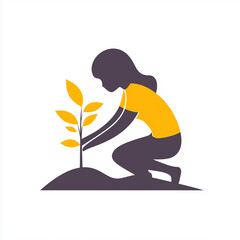 vector icon of a person planting a tree