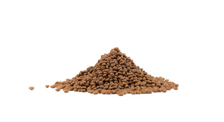 Dry pet food, dog kibble pile, puppy pellets, small canine protein croquette meal, animal food