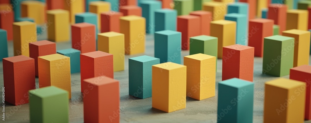 Poster abstract colorful blocks 3d geometric shapes data visualization business concept
