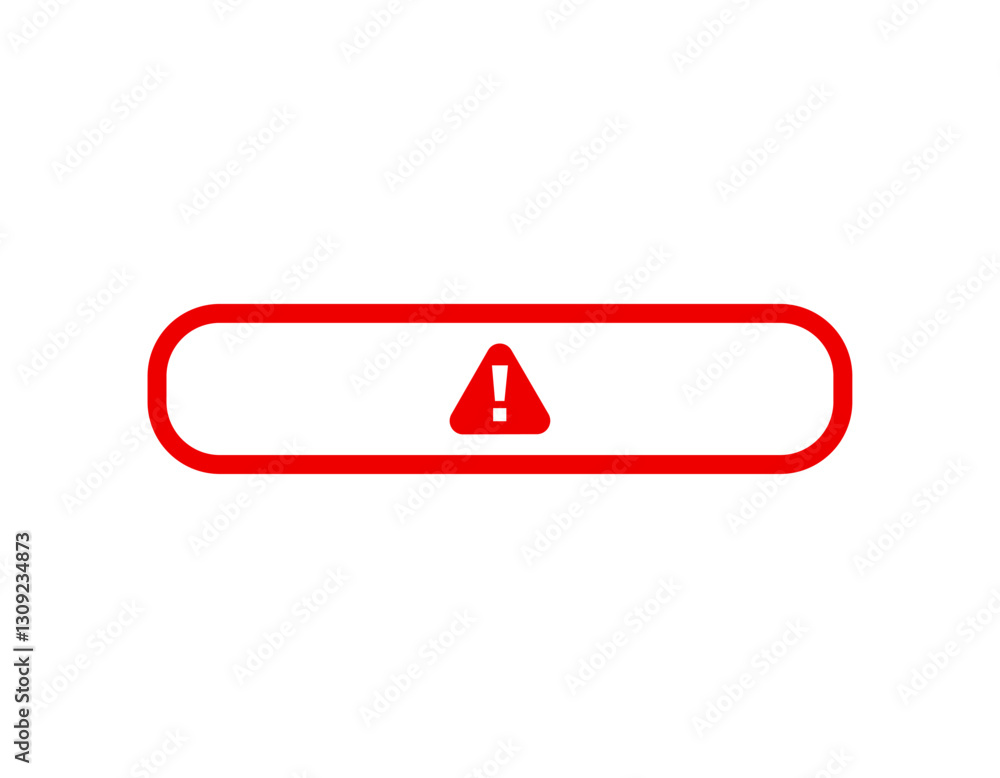 Poster red exclamation mark warning sign in a simple rectangular framework. signifies caution and alerts vi