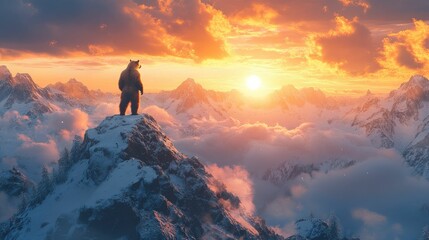 Fototapeta premium Majestic bear mountaintop sunset view solitude peace