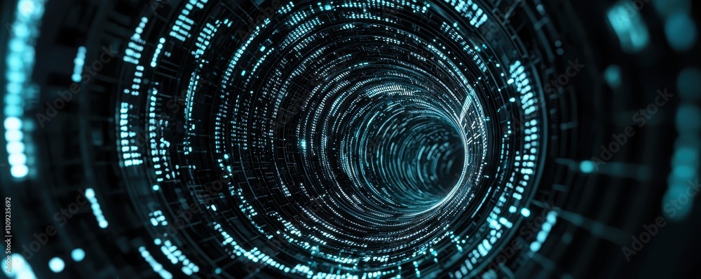 Aufkleber futuristic data tunnel abstract digital cyberspace vortex background