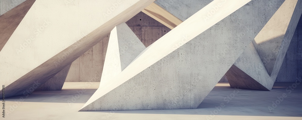 Poster abstract geometric concrete architecture modern building interior design sharp angles light and