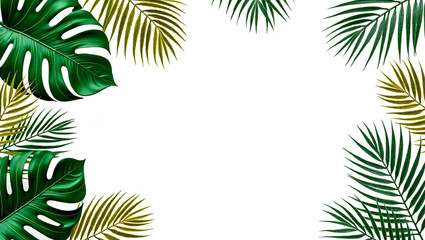 Naklejka premium Stock image of vibrant green tropical foliage, isolated on a minimalist white background