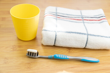 Toothbrush, water cup, towel cleaning tool