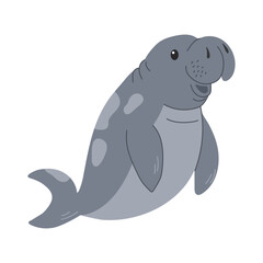Cute sea lion cartoon vector Illustration isolated on a white background.