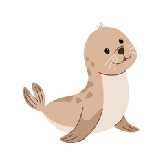Cute seal cartoon vector Illustration isolated on a white background. Underwater world, ocean, underwater inhabitants