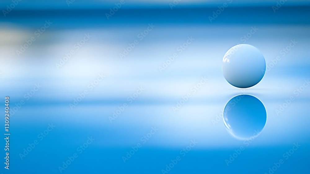 Poster white sphere with reflection on blue gradient background, for abstract concepts