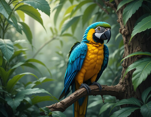 Obraz premium Vibrant Flight: The Majestic Beauty of Macaws