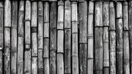 Obraz premium Monochromatic Bamboo Wall: A Textured Masterpiece