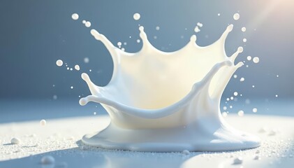 Frozen moment of milk explosion, delicate white spray, ingredient, dairy
