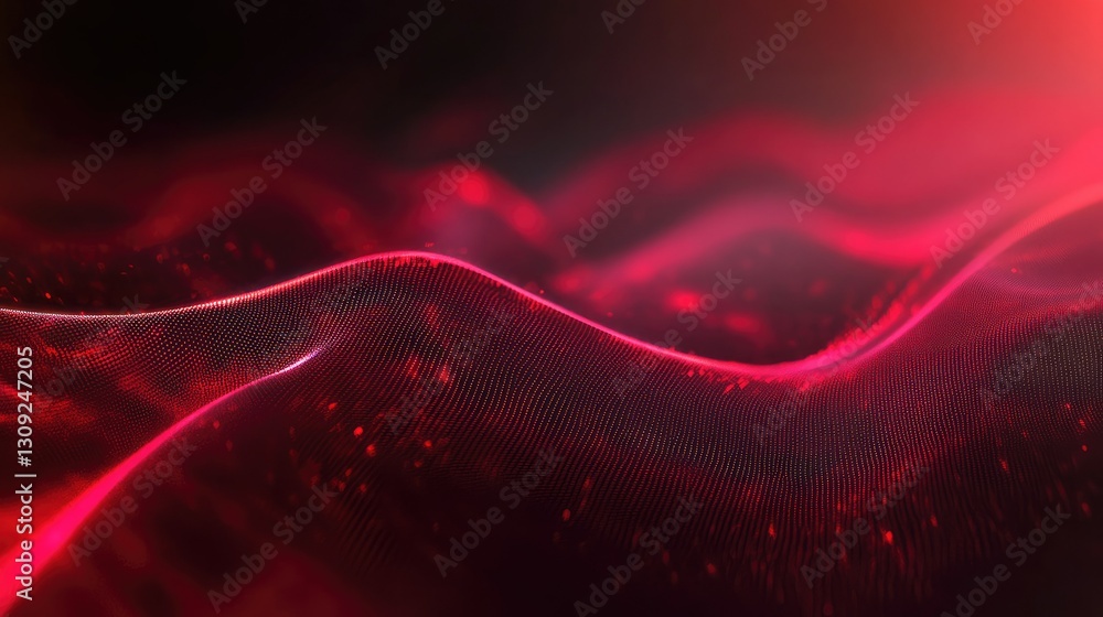 Poster A bold and abstract tech-inspired background with deep red glowing waves and a sense of movement.