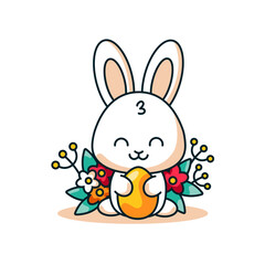 vector illustration of easter bunny with egg