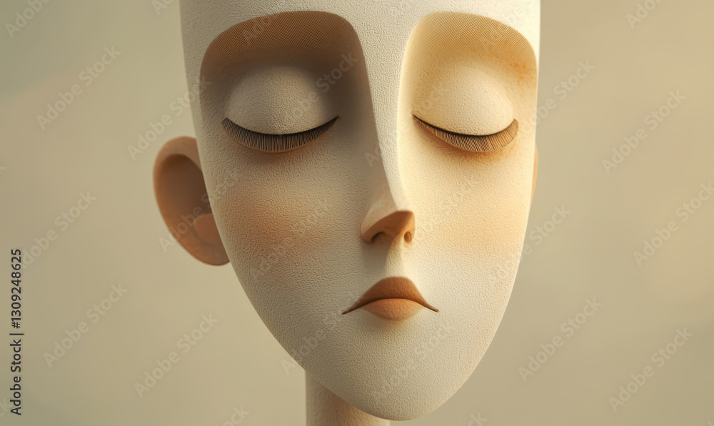 Poster explore a tranquil expression: a minimalist portrait capturing serenity and contemplation in unique 