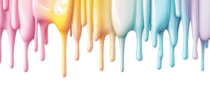 CMYK or pink , yellow, blue, black and red stroke of paint pouring from can isolated on png transparent background	