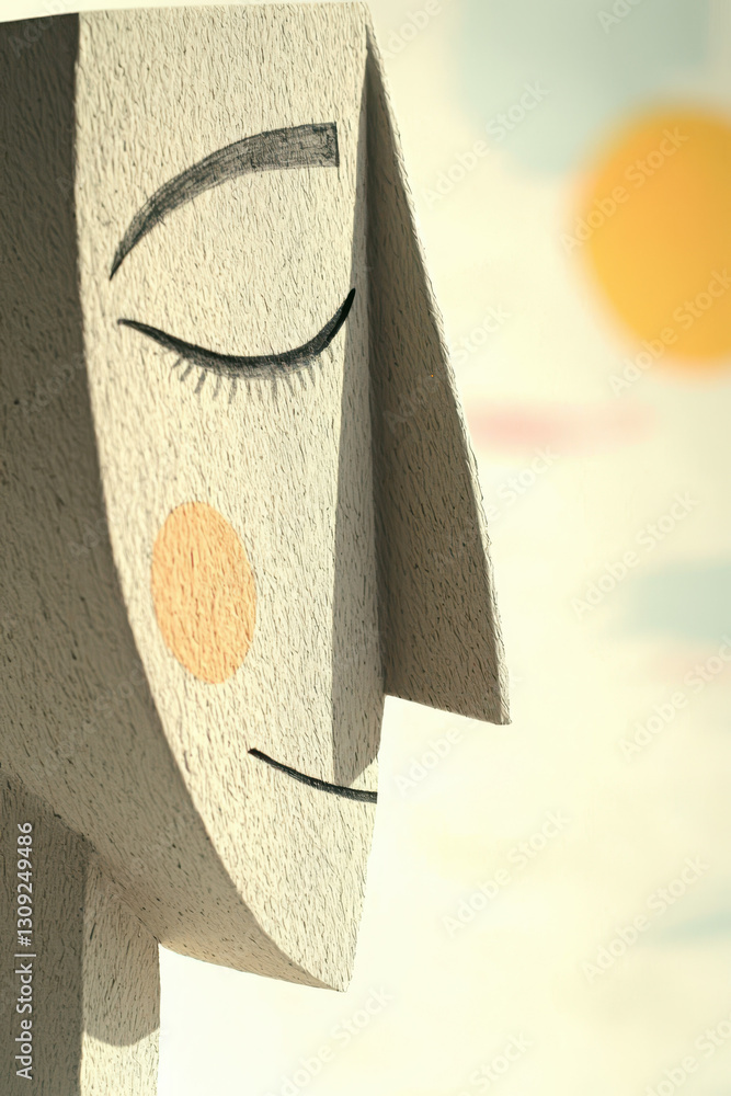 Poster explore the serenity of abstract expression through a playful character in a dreamlike environment