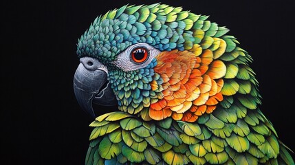 Fototapeta premium Vibrant parrot portrait tropical forest wildlife art colorful environment close-up view nature concept