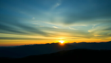 Majestic Sunrise Over Mountain Range Golden Hour Landscape Photography
