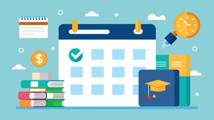 Obraz premium An interactive digital calendar with links to helpful resources and budgeting tools to assist in meeting student loan repayment deadlines.. Vector illustration