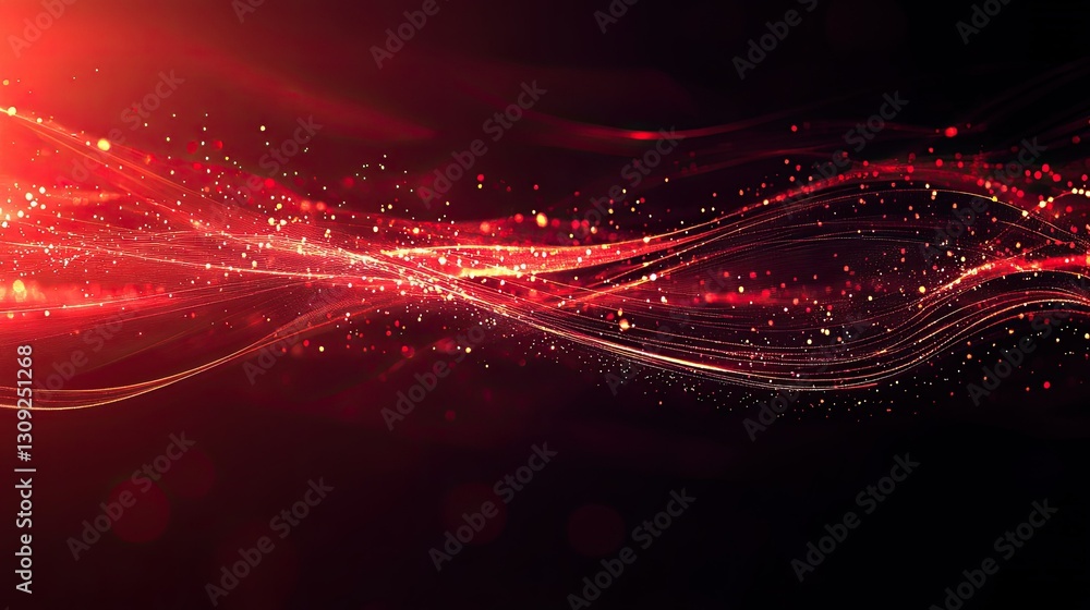 Poster a dynamic futuristic red technology background with smooth organic motion and glowing digital lines.