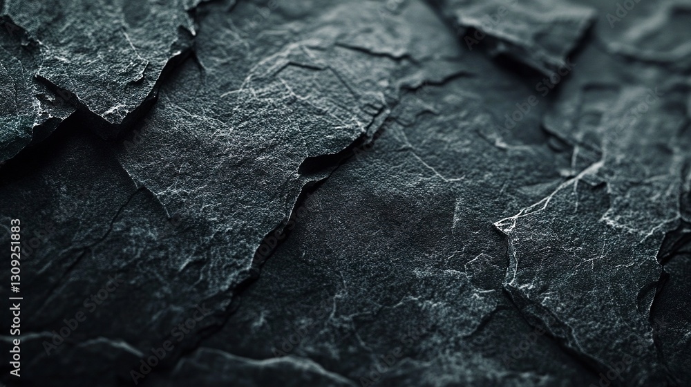 Poster dark gray slate texture with fine grain details, subtle variations in tone, moody lighting emphasizi