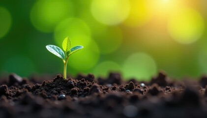 sprouting seedling emerging from earthy soil on white ground, sprout, nature