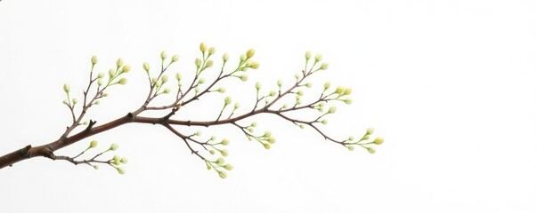 Obraz premium Delicate branch stretches on white background, organic, branch, simple
