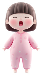 PNG Cute girl Sleepy illustration cartoon pajamas.