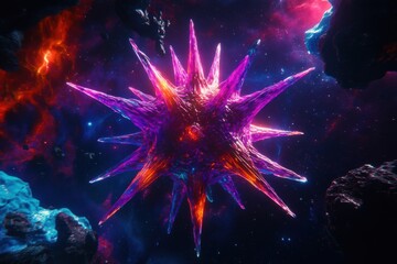 Fototapeta premium Vibrant Star-Shaped Structure in Cosmic Space Environment