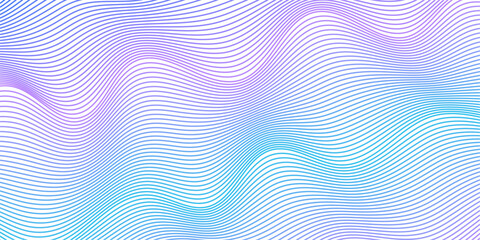 Fototapeta premium Abstract background with lines and waves. Medium banner size. Element for design isolated on white. Vector background for brochure, booklet, flyer, poster. Colorful gradient. Blue and purple