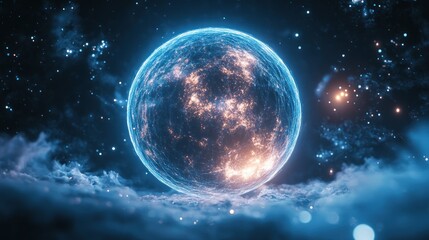 Fototapeta premium Celestial Orb: A Glimmering Planet in the Cosmos