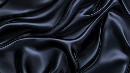 Fototapeta premium A luxurious dark silk satin background with gentle flowing waves, creating an elegant and refined visual.