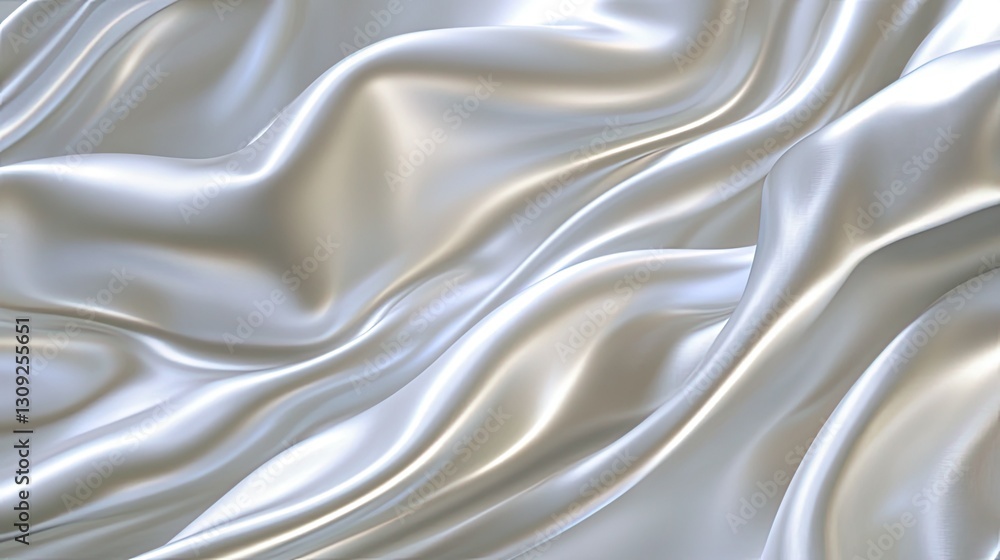 Poster a luxurious satin fabric-inspired abstract background with smooth flowing silver waves and soft ligh