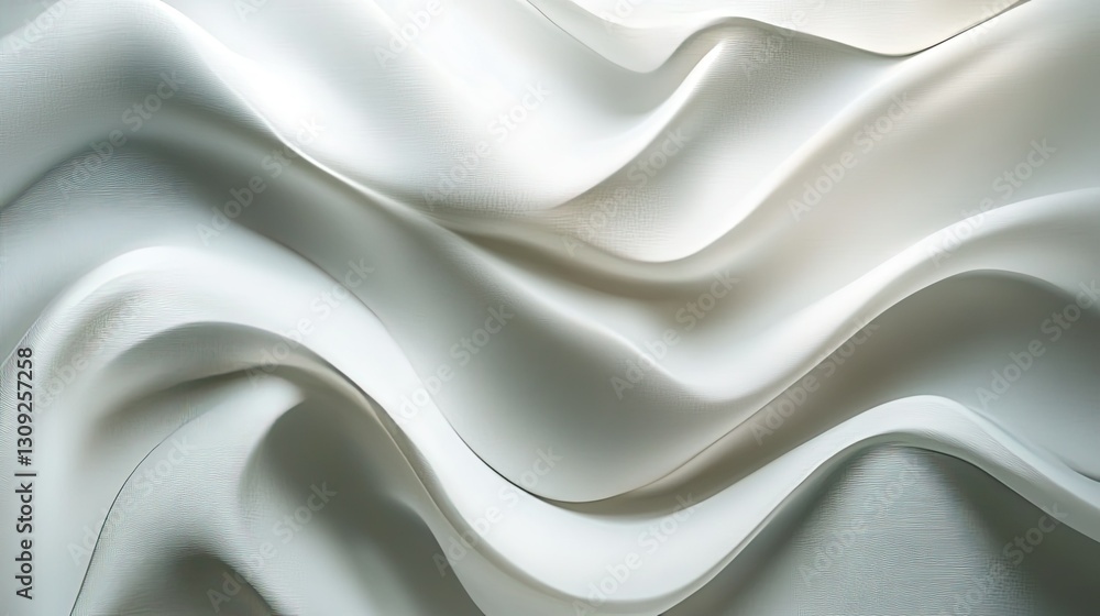 Poster a modern minimalist white and gray silk texture background with subtle waves and soft shadow gradien