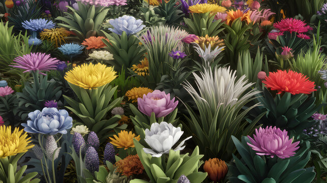 A constantly evolving, AI-controlled botanical garden of digital flowers.
