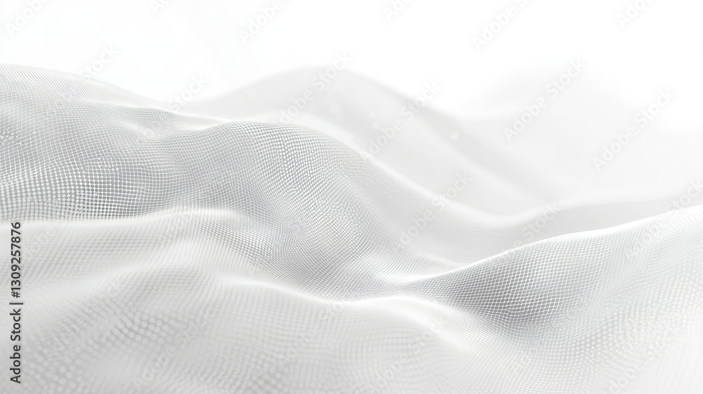 Poster a modern white abstract background with a flowing wave of dots and lines, creating a clean and futur
