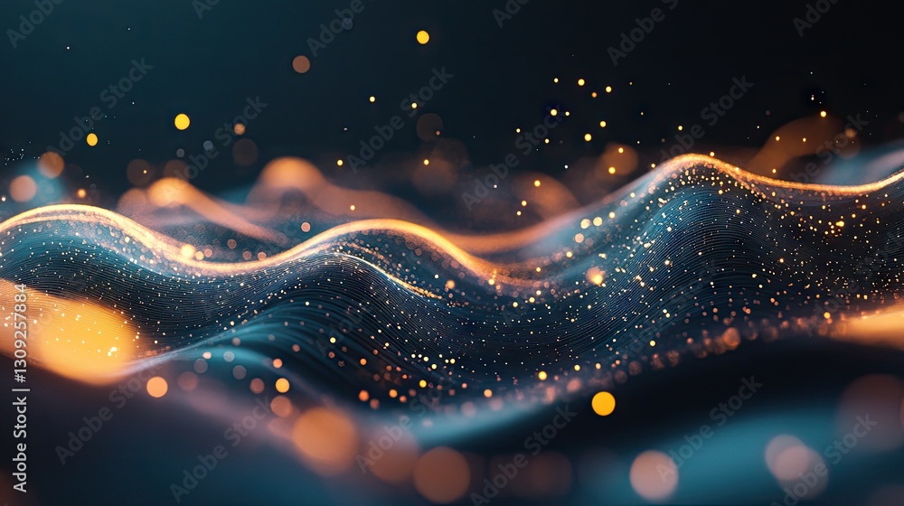 Poster a visually striking depiction of quantum entanglement, with swirling energy and light waves represen