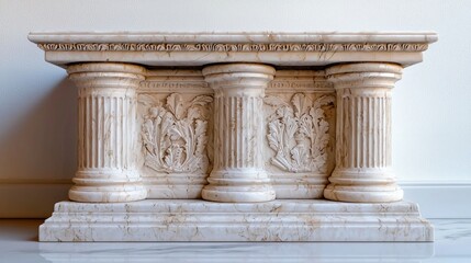 Obraz premium Classical marble pedestal, studio shot, white background, interior design