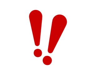 A striking red exclamation mark followed by a dot, creating a sense of urgency and importance.